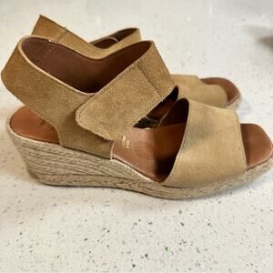 Picon Tan Suede Wedge Sandals Leather Sock Handmade in Spain Boho Size 9 Comfort